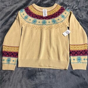 Disney Parks FROZEN Fair Isle Knit Sweater Girls 9/10 NWT